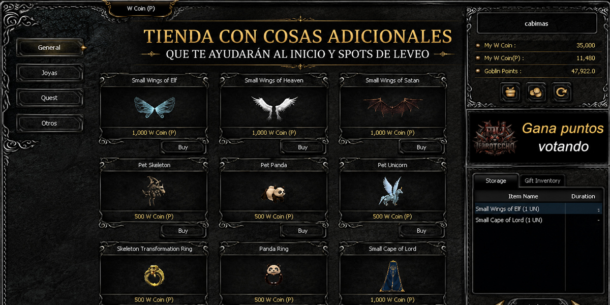 Tienda con Tecla X
